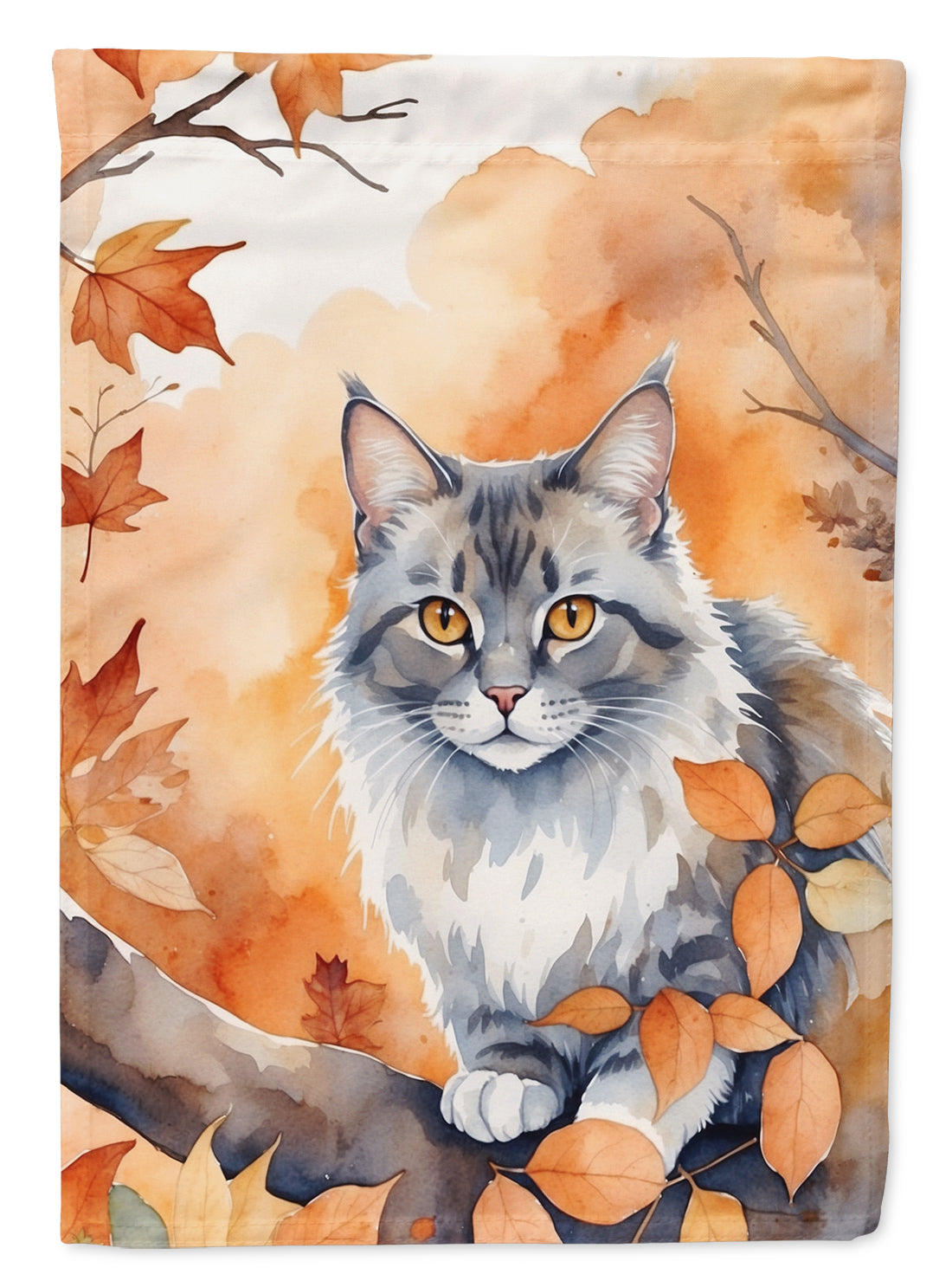 Australian Mist Cat in Fall Leaves Garden Flag Mailbox Decorative Yard Banner Outside Patio Artwork for Flower Beds, Garden Size, Multicolor