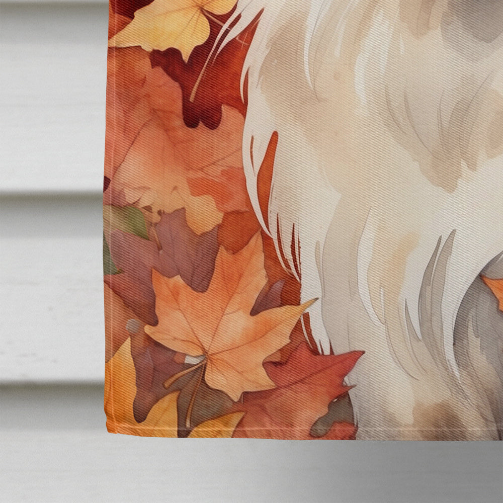 Balinese Cat in Fall Leaves House Flag 28x40 Porch Sleeve Pole Decorative Outside Yard Banner Artwork Wall Hanging, Polyester