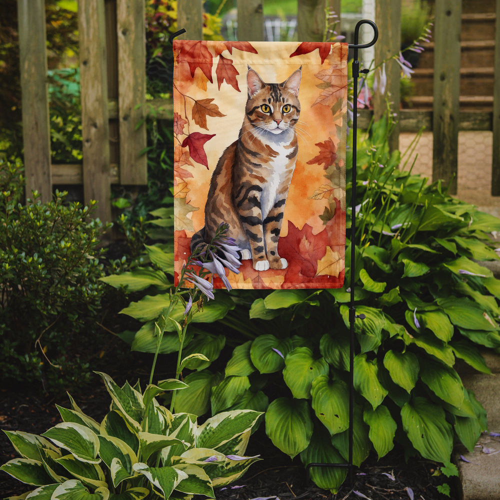 California Spangled Cat in Fall Leaves Garden Flag Mailbox Decorative Yard Banner Outside Patio Artwork for Flower Beds, Garden Size, Multicolor