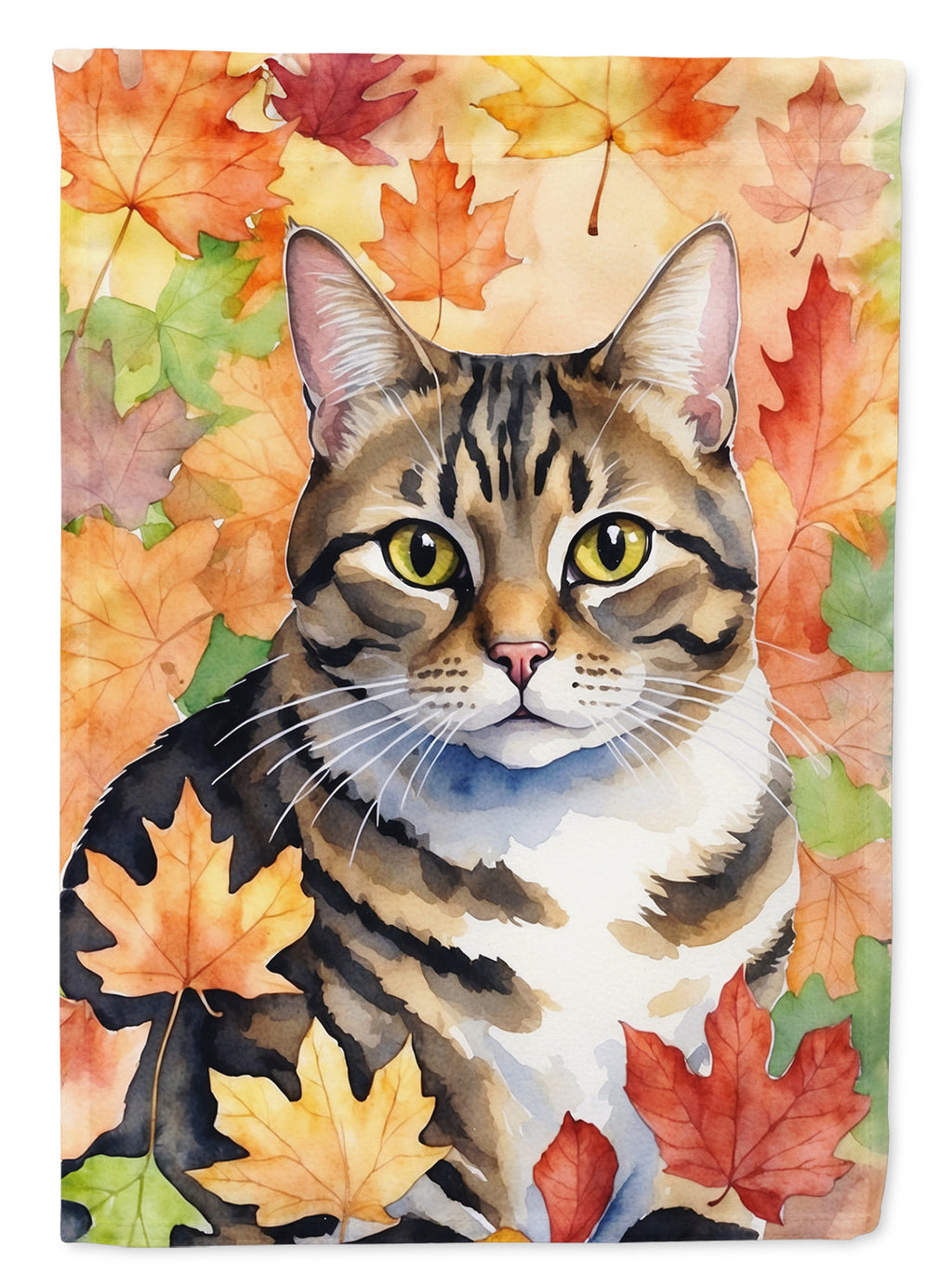 California Spangled Cat in Fall Leaves Garden Flag Mailbox Decorative Yard Banner Outside Patio Artwork for Flower Beds, Garden Size, Multicolor