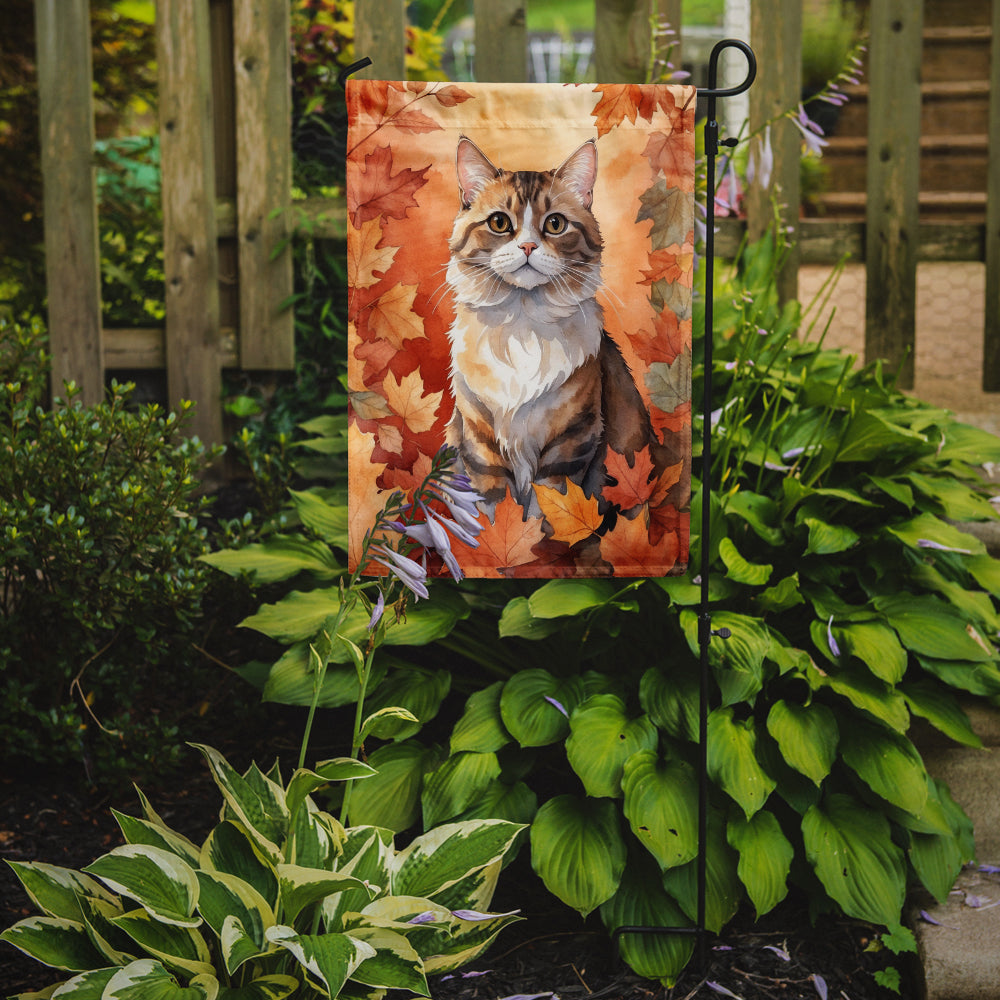 Chantilly Tiffany Cat in Fall Leaves Garden Flag Mailbox Decorative Yard Banner Outside Patio Artwork for Flower Beds, Garden Size, Multicolor