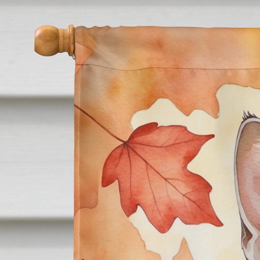 Chausie Cat in Fall Leaves House Flag 28x40 Porch Sleeve Pole Decorative Outside Yard Banner Artwork Wall Hanging, Polyester