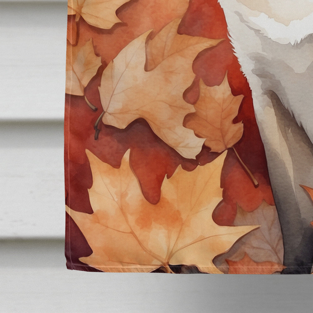 Colorpoint Shorthair Cat in Fall Leaves House Flag 28x40 Porch Sleeve Pole Decorative Outside Yard Banner Artwork Wall Hanging, Polyester