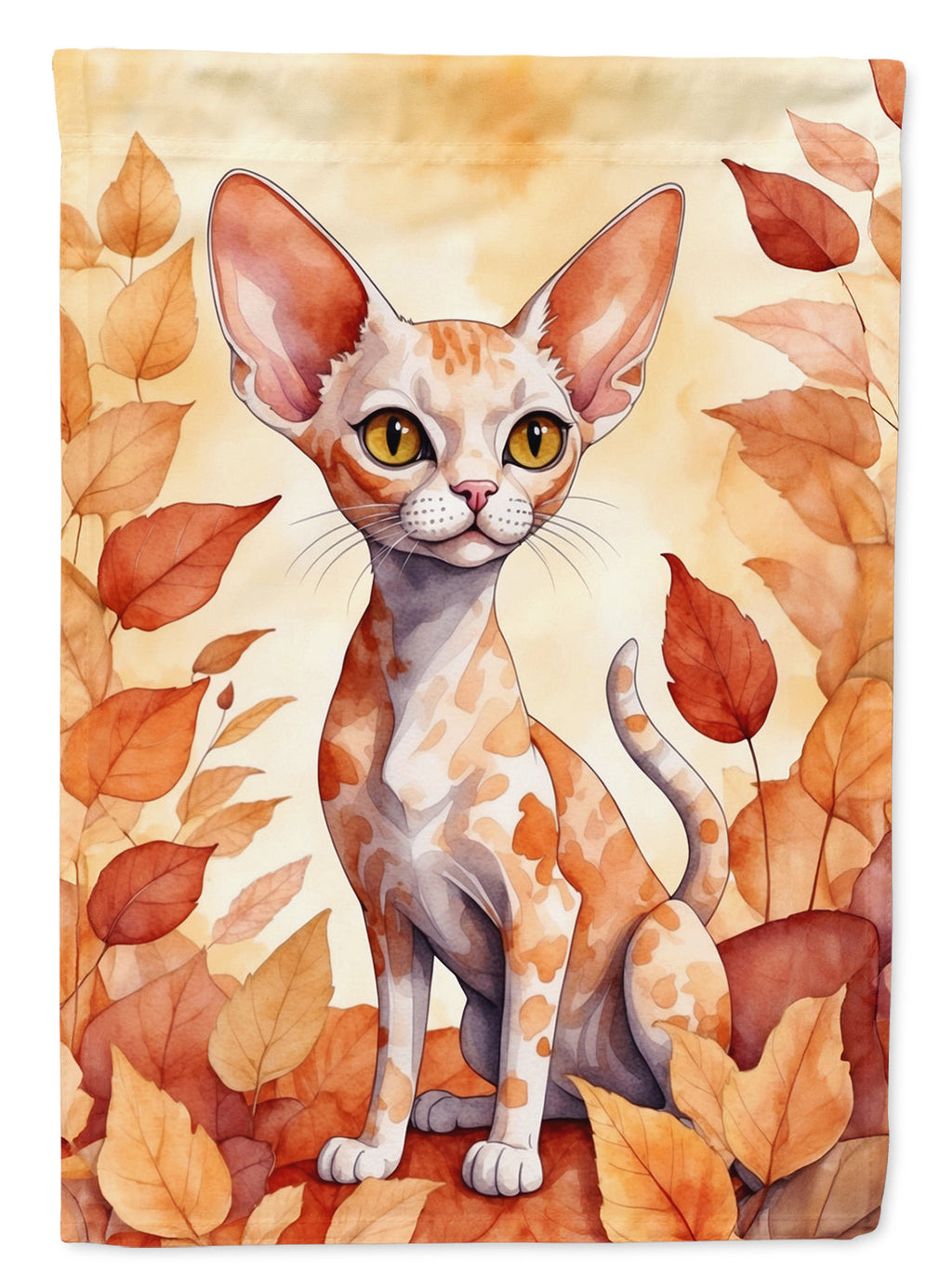 Devon Rex Cat in Fall Leaves Garden Flag Mailbox Decorative Yard Banner Outside Patio Artwork for Flower Beds, Garden Size, Multicolor