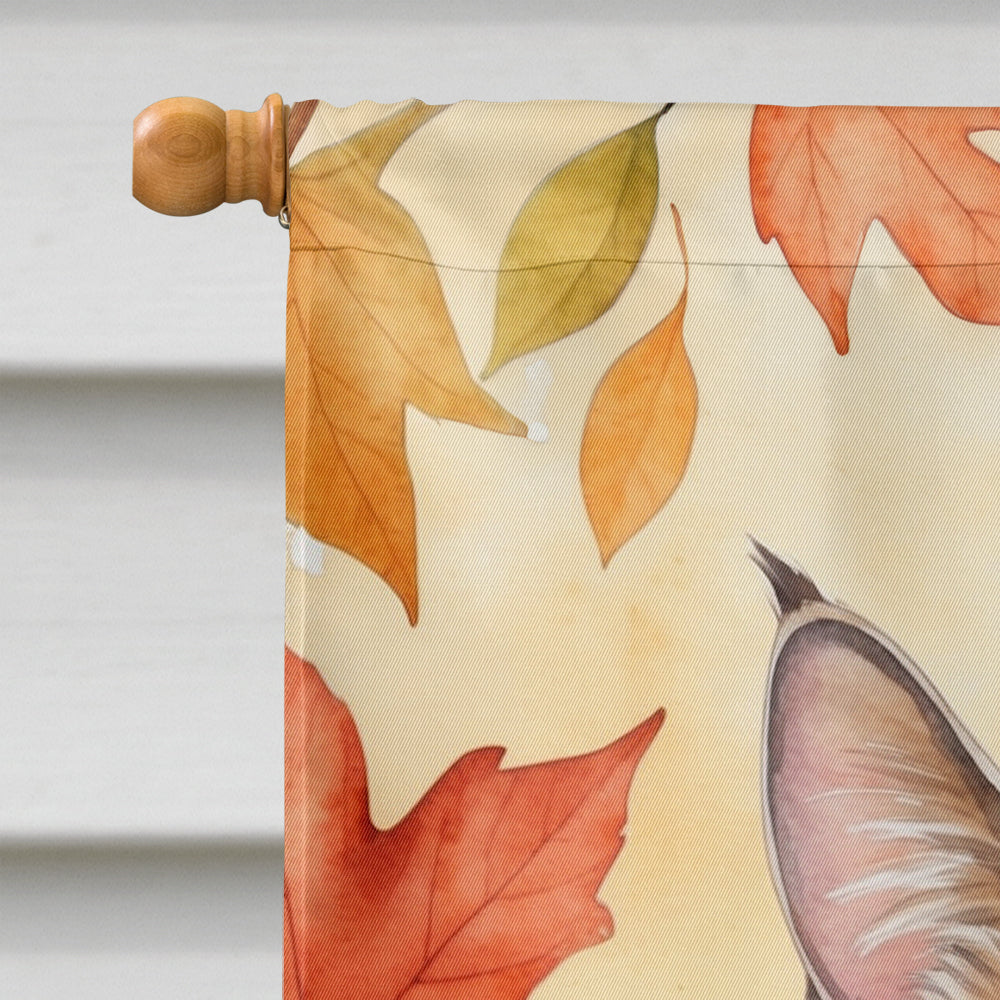 Dwelf Cat in Fall Leaves House Flag 28x40 Porch Sleeve Pole Decorative Outside Yard Banner Artwork Wall Hanging, Polyester