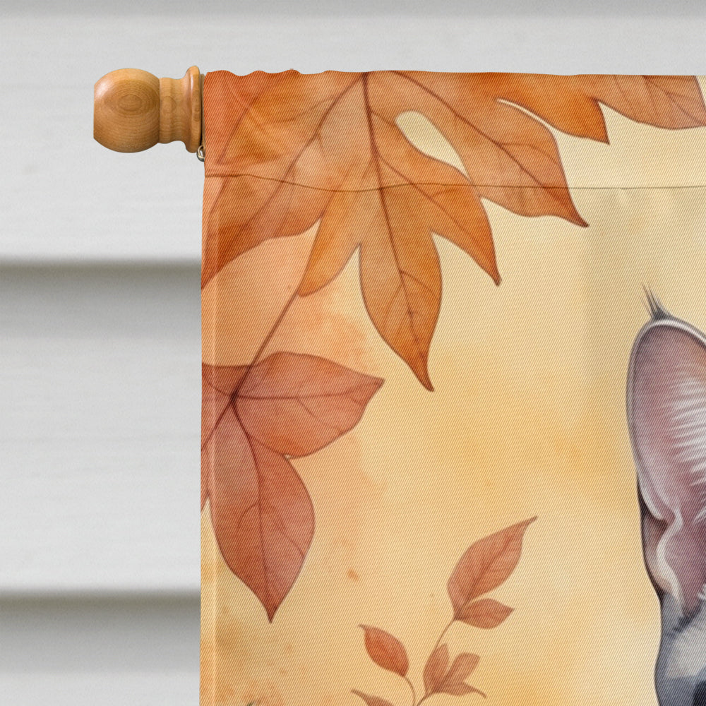 Egyptian Mau Cat in Fall Leaves House Flag 28x40 Porch Sleeve Pole Decorative Outside Yard Banner Artwork Wall Hanging, Polyester