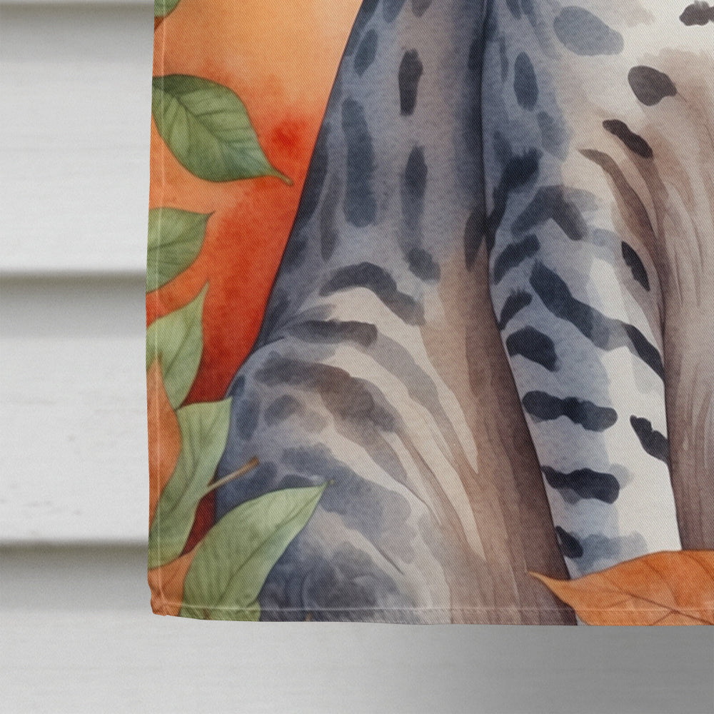 Egyptian Mau Cat in Fall Leaves House Flag 28x40 Porch Sleeve Pole Decorative Outside Yard Banner Artwork Wall Hanging, Polyester