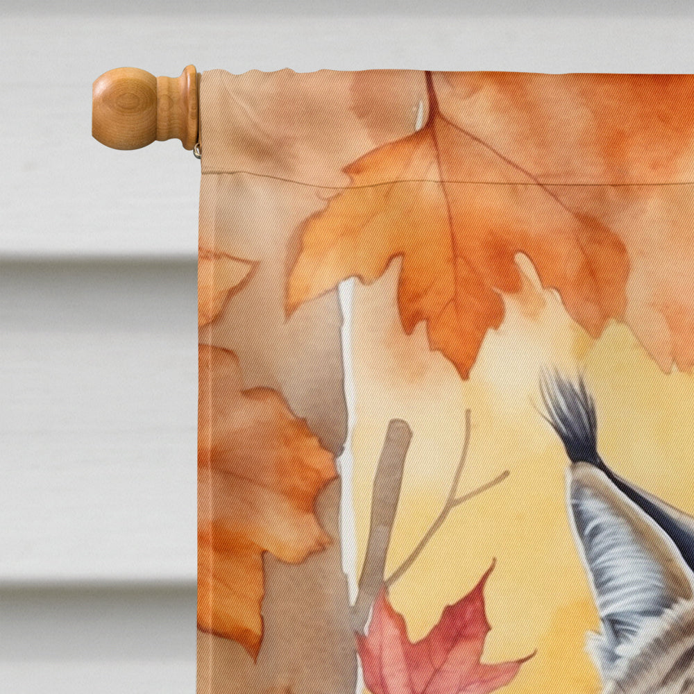 Highlander Lynx Cat in Fall Leaves House Flag 28x40 Porch Sleeve Pole Decorative Outside Yard Banner Artwork Wall Hanging, Polyester