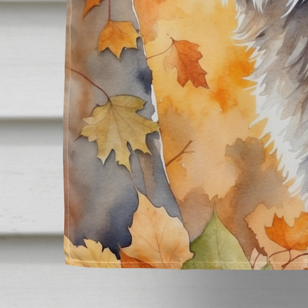 Highlander Lynx Cat in Fall Leaves House Flag 28x40 Porch Sleeve Pole Decorative Outside Yard Banner Artwork Wall Hanging, Polyester
