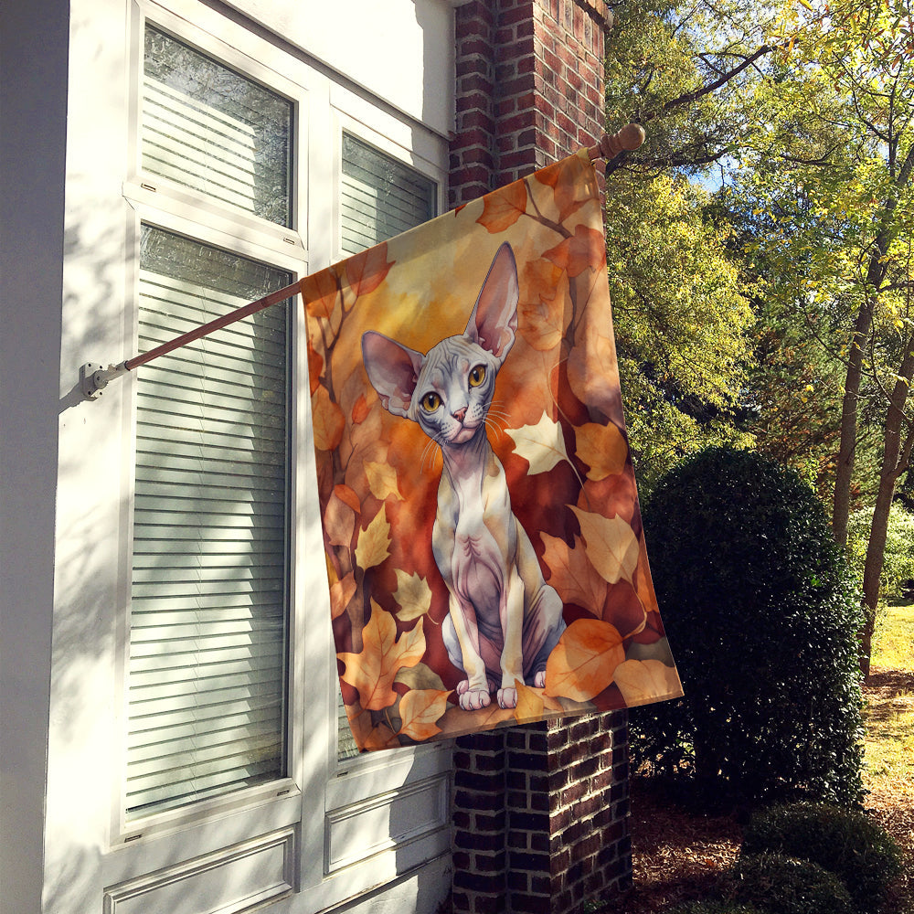 Minskin Cat in Fall Leaves House Flag 28x40 Porch Sleeve Pole Decorative Outside Yard Banner Artwork Wall Hanging, Polyester