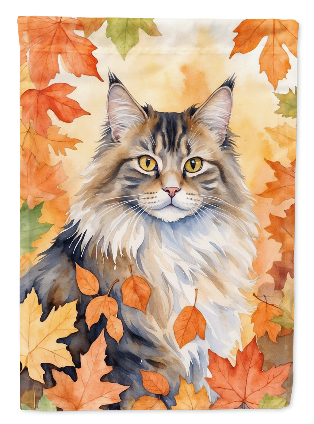 Norwegian Forest Cat in Fall Leaves Garden Flag Mailbox Decorative Yard Banner Outside Patio Artwork for Flower Beds, Garden Size, Multicolor