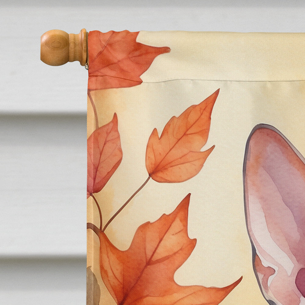 Oriental Shorthair Cat in Fall Leaves House Flag 28x40 Porch Sleeve Pole Decorative Outside Yard Banner Artwork Wall Hanging, Polyester