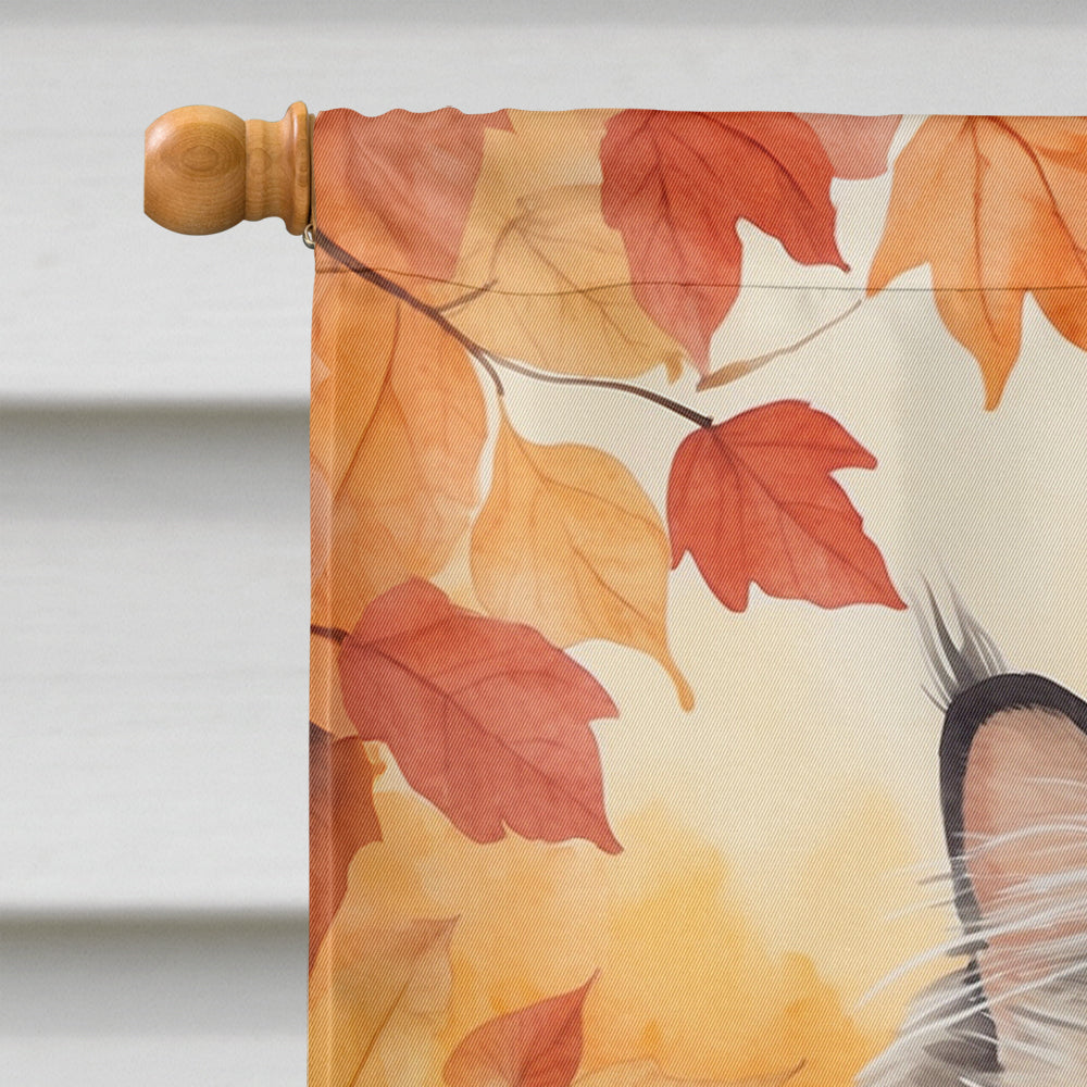 Persian Cat in Fall Leaves House Flag 28x40 Porch Sleeve Pole Decorative Outside Yard Banner Artwork Wall Hanging, Polyester
