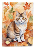 Ragamuffin Cat in Fall Leaves Garden Flag Mailbox Decorative Yard Banner Outside Patio Artwork for Flower Beds, Garden Size, Multicolor