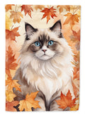 Ragdoll Cat in Fall Leaves Garden Flag Mailbox Decorative Yard Banner Outside Patio Artwork for Flower Beds, Garden Size, Multicolor
