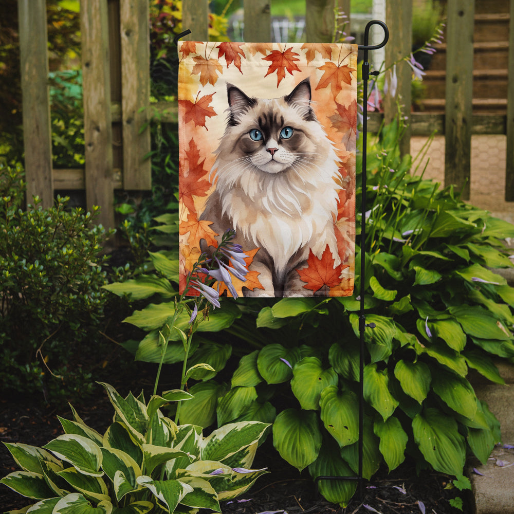 Ragdoll Cat in Fall Leaves Garden Flag Mailbox Decorative Yard Banner Outside Patio Artwork for Flower Beds, Garden Size, Multicolor