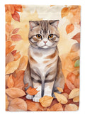 Scottish Fold Cat in Fall Leaves House Flag 28x40 Porch Sleeve Pole Decorative Outside Yard Banner Artwork Wall Hanging, Polyester