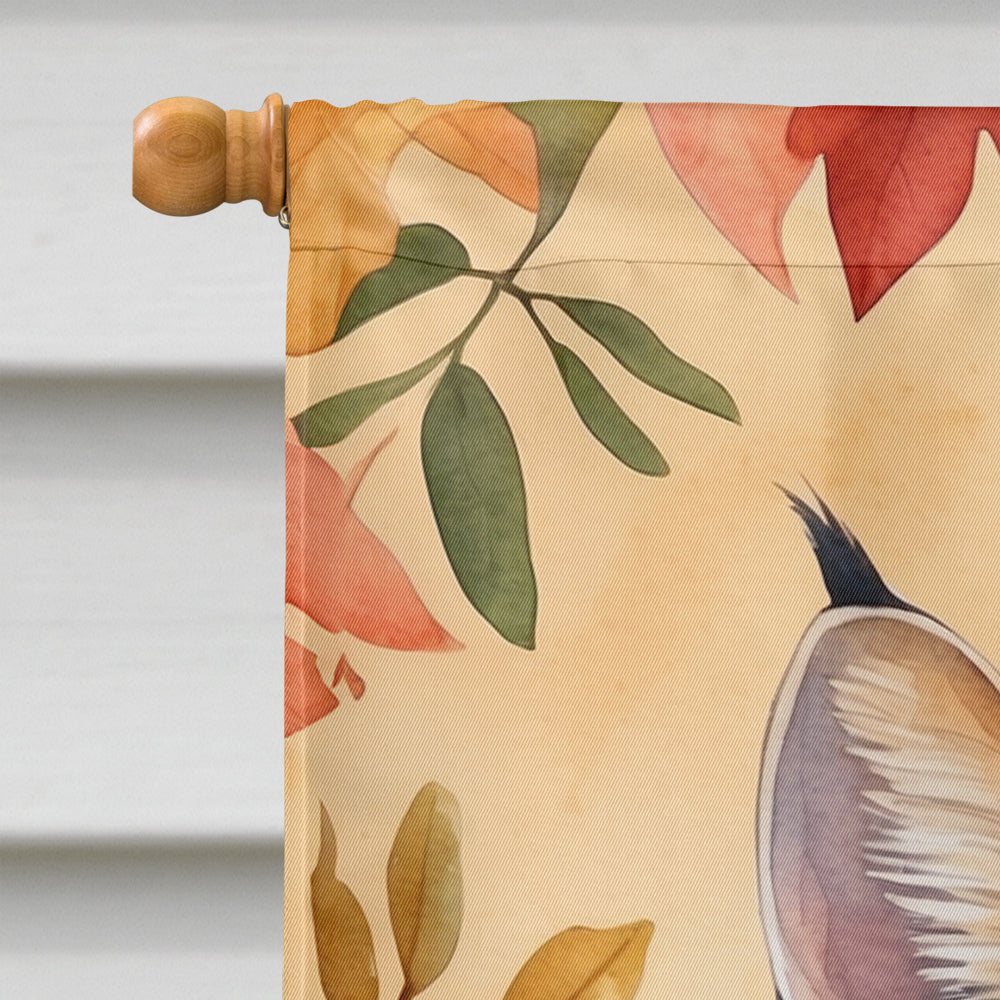 Serengeti Cat in Fall Leaves House Flag 28x40 Porch Sleeve Pole Decorative Outside Yard Banner Artwork Wall Hanging, Polyester