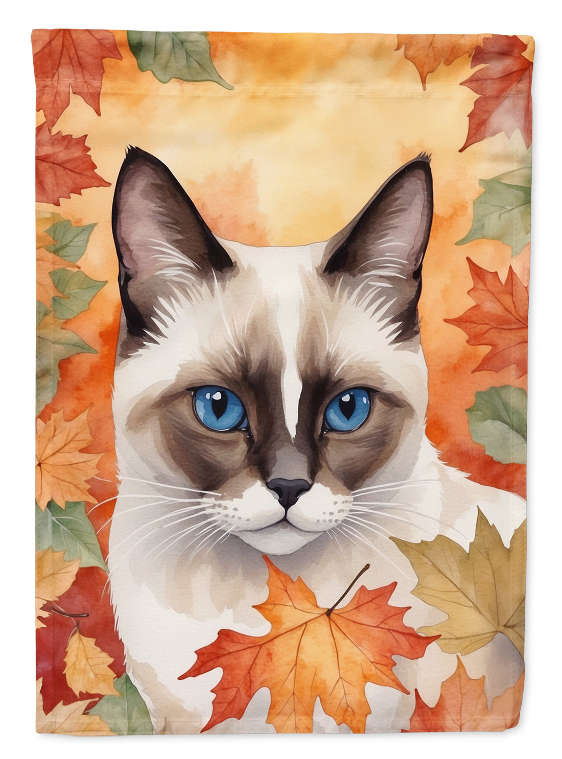 Snowshoe Cat in Fall Leaves Garden Flag Mailbox Decorative Yard Banner Outside Patio Artwork for Flower Beds, Garden Size, Multicolor
