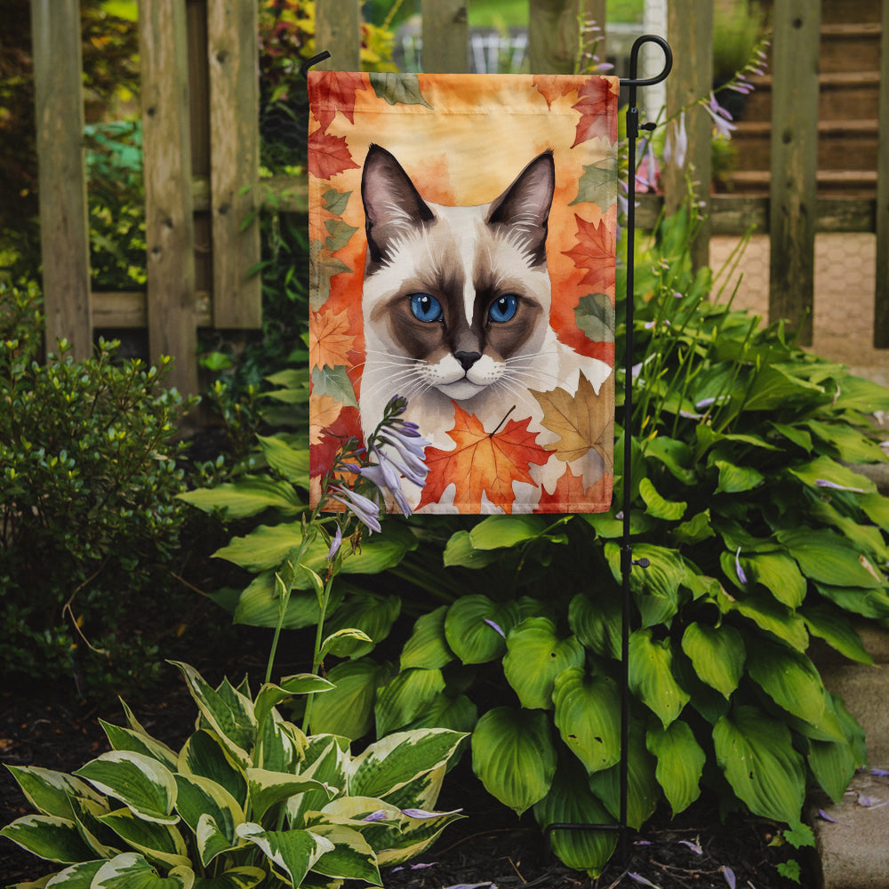 Snowshoe Cat in Fall Leaves Garden Flag Mailbox Decorative Yard Banner Outside Patio Artwork for Flower Beds, Garden Size, Multicolor