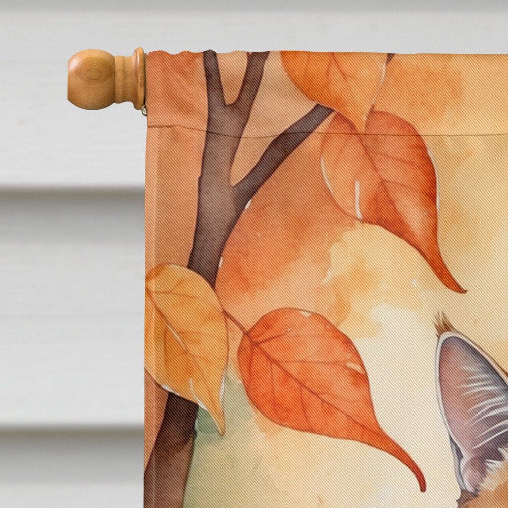 Suphalak Cat in Fall Leaves House Flag 28x40 Porch Sleeve Pole Decorative Outside Yard Banner Artwork Wall Hanging, Polyester