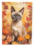 Tonkinese Cat in Fall Leaves House Flag 28x40 Porch Sleeve Pole Decorative Outside Yard Banner Artwork Wall Hanging, Polyester