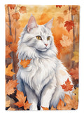 Turkish Angora Cat in Fall Leaves Garden Flag Mailbox Decorative Yard Banner Outside Patio Artwork for Flower Beds, Garden Size, Multicolor