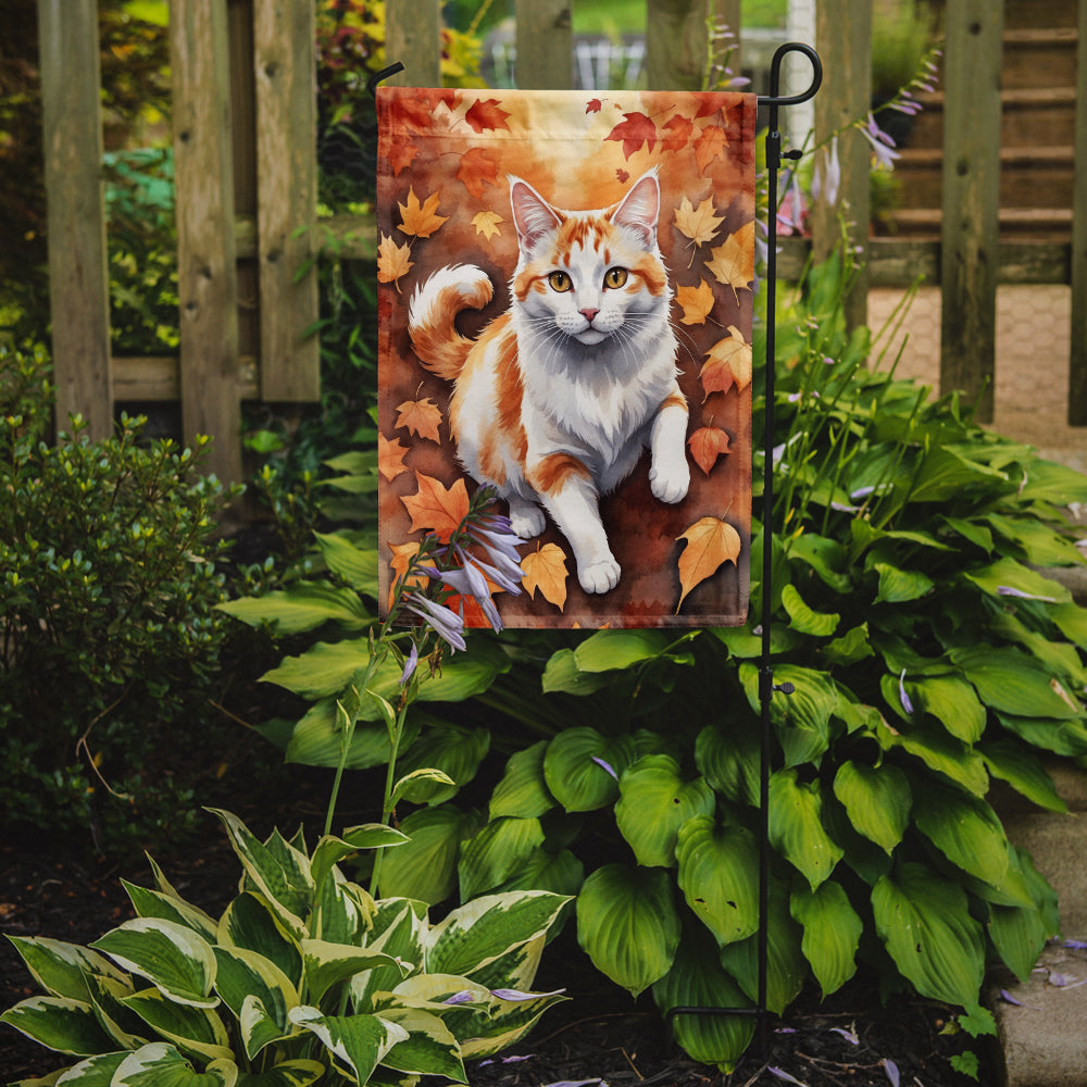 Turkish Van Cat in Fall Leaves Garden Flag Mailbox Decorative Yard Banner Outside Patio Artwork for Flower Beds, Garden Size, Multicolor