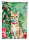 Arabian Mau Cat By the Christmas Tree Garden Flag Mailbox Decorative Yard Banner Outside Patio Artwork for Flower Beds, Garden Size, Multicolor