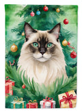 Balinese Cat By the Christmas Tree Garden Flag Mailbox Decorative Yard Banner Outside Patio Artwork for Flower Beds, Garden Size, Multicolor