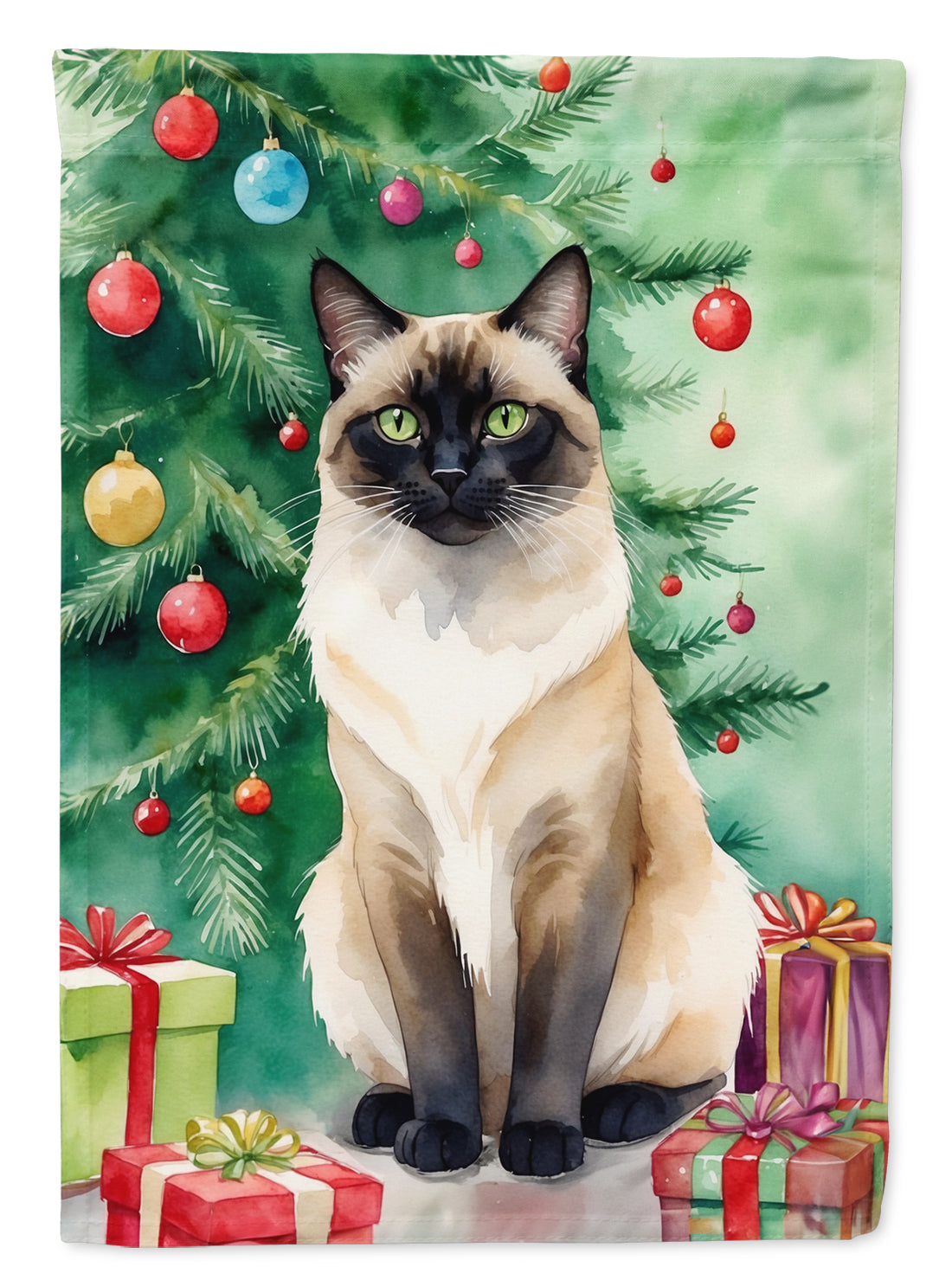 Birman Cat By the Christmas Tree Garden Flag Mailbox Decorative Yard Banner Outside Patio Artwork for Flower Beds, Garden Size, Multicolor