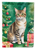 California Spangled Cat By the Christmas Tree Garden Flag Mailbox Decorative Yard Banner Outside Patio Artwork for Flower Beds, Garden Size, Multicolor