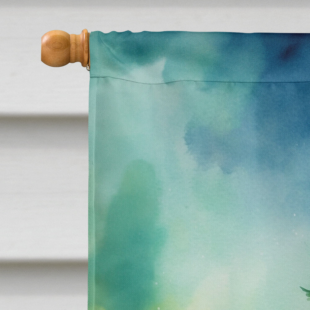 Dwelf Cat By the Christmas Tree House Flag 28x40 Porch Sleeve Pole Decorative Outside Yard Banner Artwork Wall Hanging, Polyester