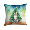 Dwelf Cat By the Christmas Tree Decorative Throw Pillow 14x14 Indoor Outdoor Accent Cushion, Fabric Cover with Insert for Sofa, Bed, Porch & Living Room
