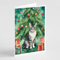 German Rex Cat By the Christmas Tree Greeting Cards Pack of 8 Blank Cards with Envelopes Whimsical A7 Size 5x7