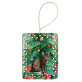 Havana Brown Cat By the Christmas Tree Porcelain Ornament Christmas Tree Hanging Decorations for Home Christmas Holiday, Rectangle, Gift, Multicolor