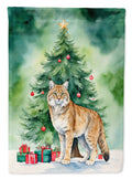 Highlander Lynx Cat By the Christmas Tree Garden Flag Mailbox Decorative Yard Banner Outside Patio Artwork for Flower Beds, Garden Size, Multicolor