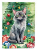 Lykoi Cat By the Christmas Tree Garden Flag Mailbox Decorative Yard Banner Outside Patio Artwork for Flower Beds, Garden Size, Multicolor