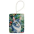 Ojos Azules Cat By the Christmas Tree Porcelain Ornament Christmas Tree Hanging Decorations for Home Christmas Holiday, Rectangle, Gift, Multicolor