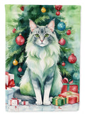 Oriental Longhair Cat By the Christmas Tree Garden Flag Mailbox Decorative Yard Banner Outside Patio Artwork for Flower Beds, Garden Size, Multicolor