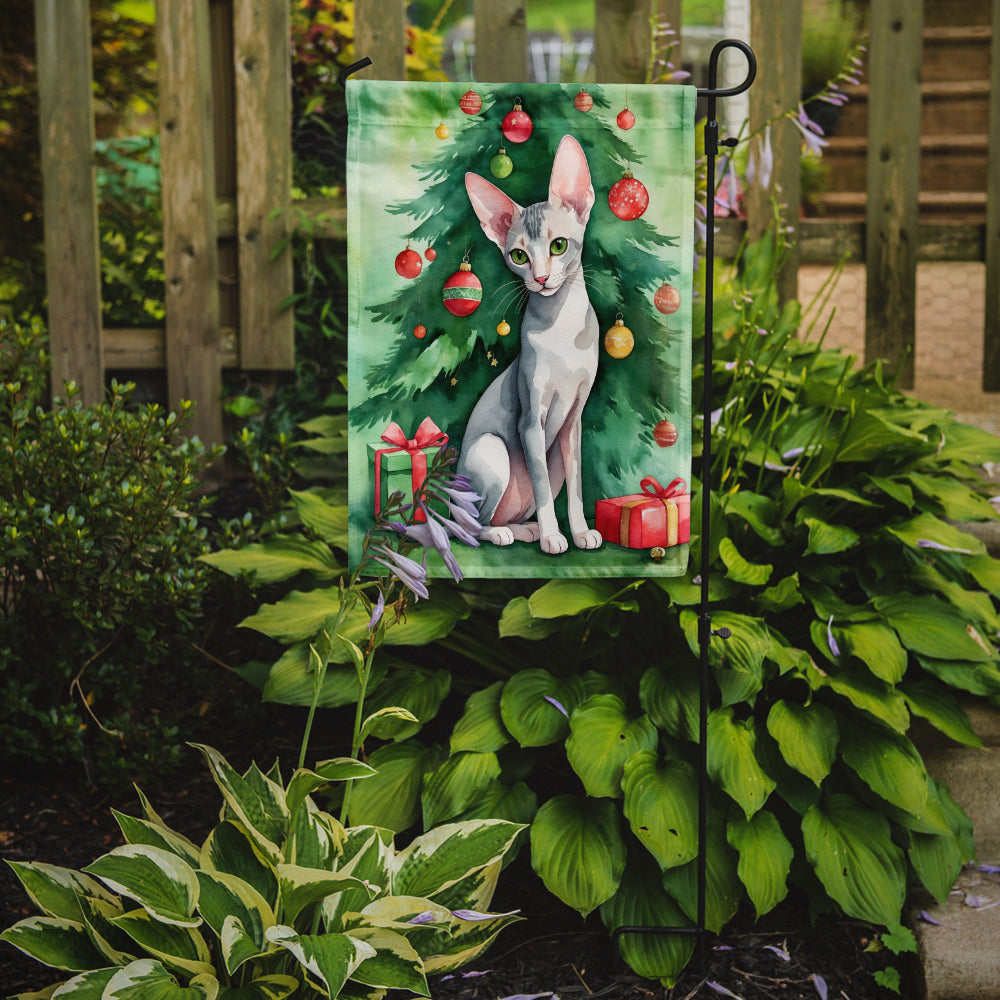 Oriental Shorthair Cat By the Christmas Tree Garden Flag Mailbox Decorative Yard Banner Outside Patio Artwork for Flower Beds, Garden Size, Multicolor