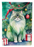 Persian Cat By the Christmas Tree Garden Flag Mailbox Decorative Yard Banner Outside Patio Artwork for Flower Beds, Garden Size, Multicolor