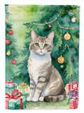 Pudelkatze Cat By the Christmas Tree Garden Flag Mailbox Decorative Yard Banner Outside Patio Artwork for Flower Beds, Garden Size, Multicolor
