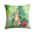 Serengeti Cat By the Christmas Tree Decorative Throw Pillow 18x18 Indoor Outdoor Accent Cushion, Fabric Cover with Insert for Sofa, Bed, Porch & Living Room