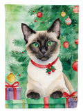 Siamese Cat By the Christmas Tree Garden Flag Mailbox Decorative Yard Banner Outside Patio Artwork for Flower Beds, Garden Size, Multicolor