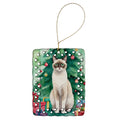 Snowshoe Cat By the Christmas Tree Porcelain Ornament Christmas Tree Hanging Decorations for Home Christmas Holiday, Rectangle, Gift, Multicolor