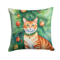 Suphalak Cat By the Christmas Tree Decorative Throw Pillow 18x18 Indoor Outdoor Accent Cushion, Fabric Cover with Insert for Sofa, Bed, Porch & Living Room