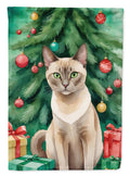 Tonkinese Cat By the Christmas Tree Garden Flag Mailbox Decorative Yard Banner Outside Patio Artwork for Flower Beds, Garden Size, Multicolor