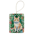 Ural Rex Cat By the Christmas Tree Porcelain Ornament Christmas Tree Hanging Decorations for Home Christmas Holiday, Rectangle, Gift, Multicolor