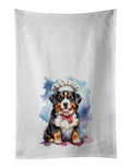 Bernese Mountain Dog Chef Kitchen Towel Set of 2 White Dish Towels Decorative Bathroom Hand towel for Hand, Face, Hair, Yoga, Tea, Dishcloth, 19 X 28", White